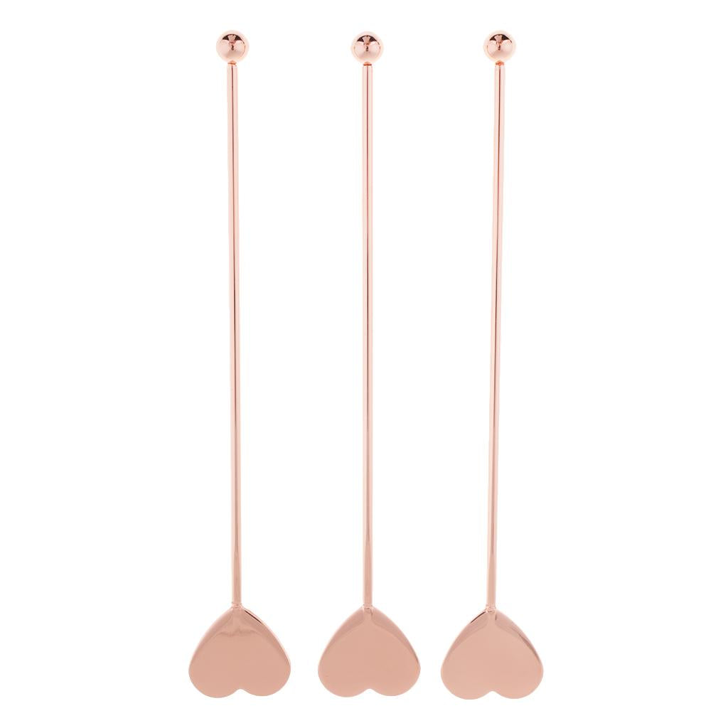3pcs Stainless Steel Coffee Beverage Stirrers Cocktail Drink Swizzle Stick Copper