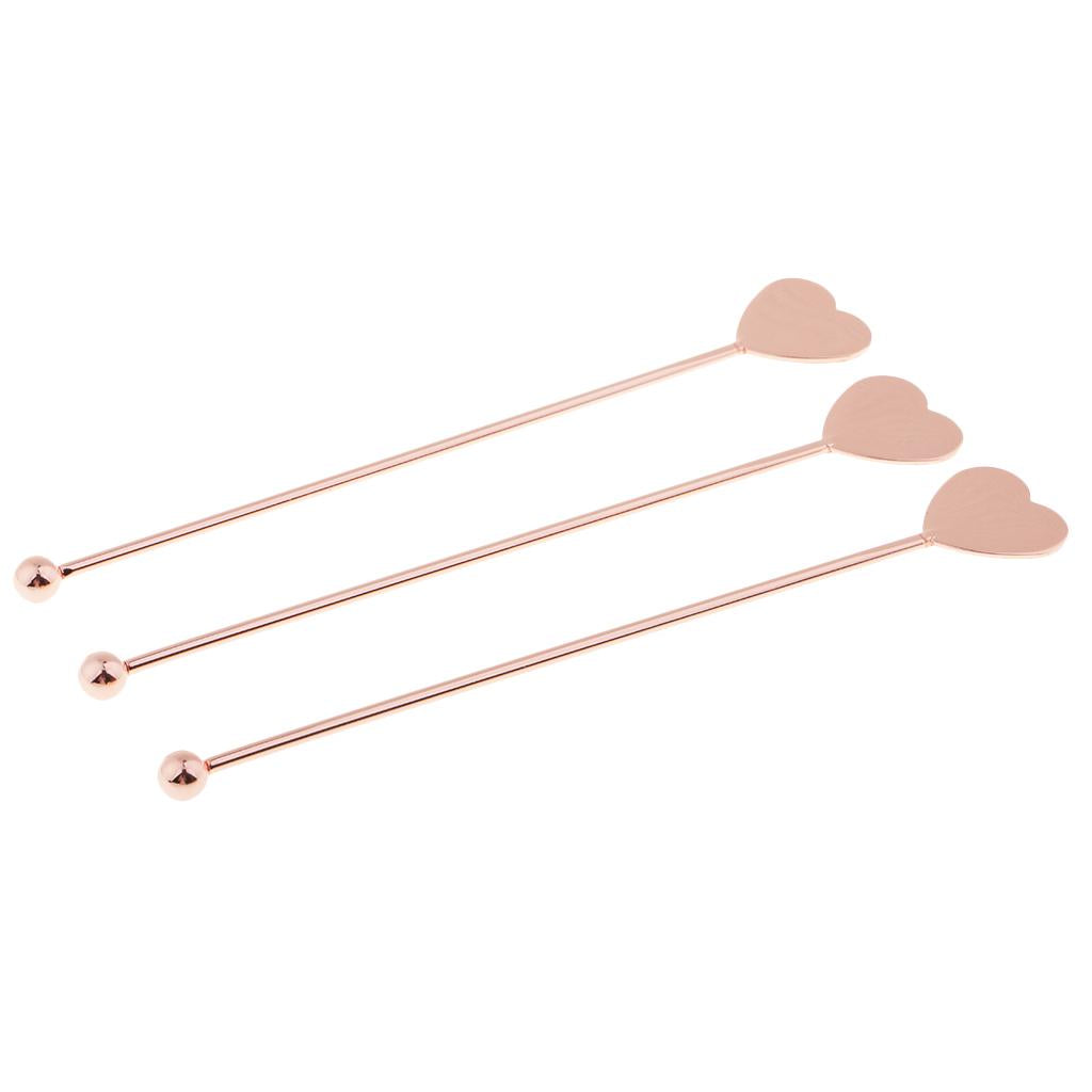 3pcs Stainless Steel Coffee Beverage Stirrers Cocktail Drink Swizzle Stick Copper