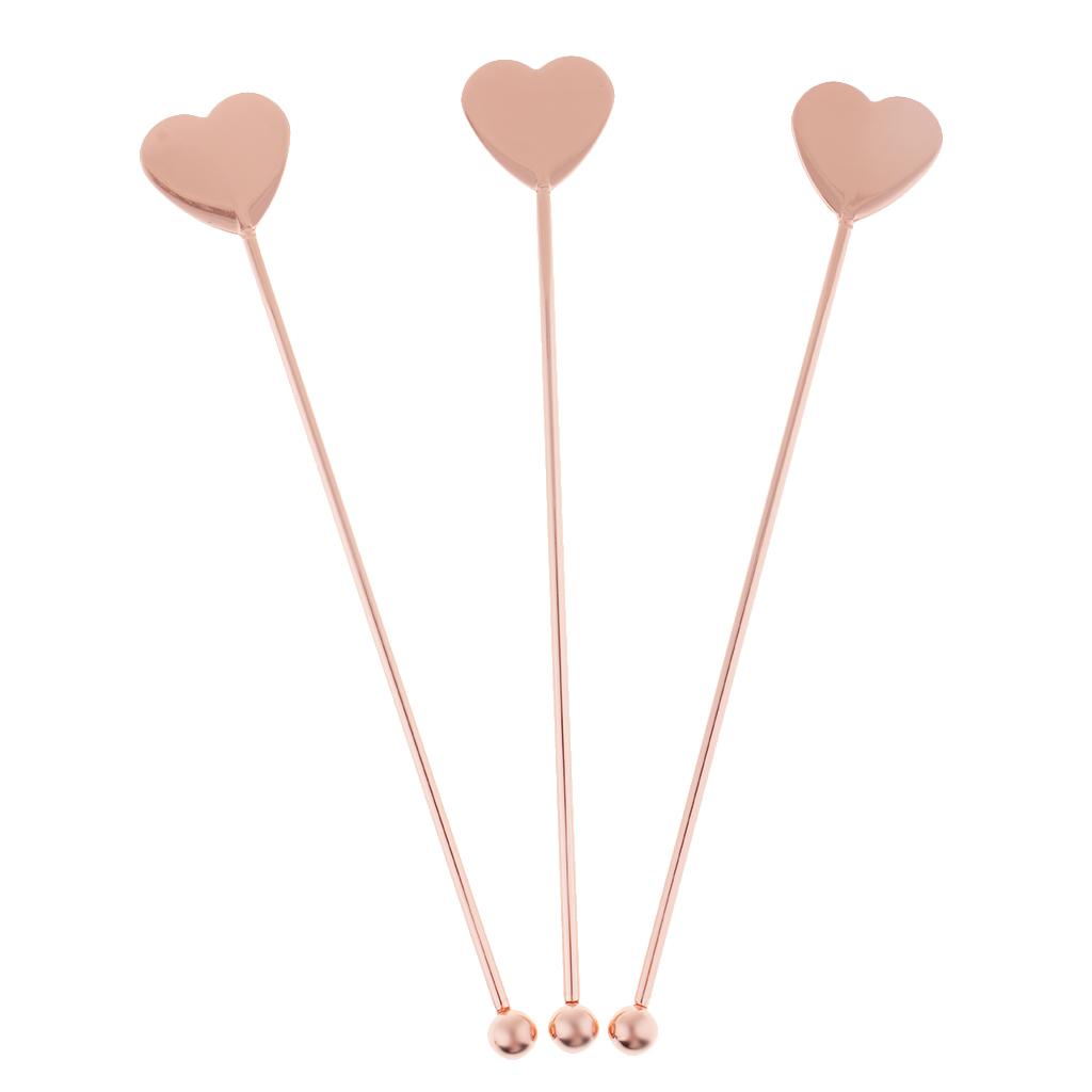 3pcs Stainless Steel Coffee Beverage Stirrers Cocktail Drink Swizzle Stick Copper