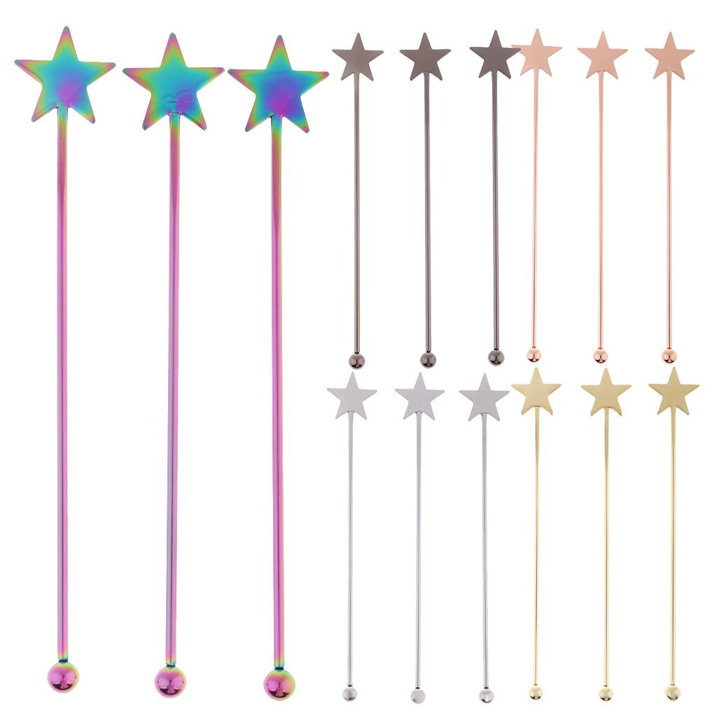 3 Pieces Stainless Steel Coffee Beverage Stirrers Cocktail Swizzle Stick A