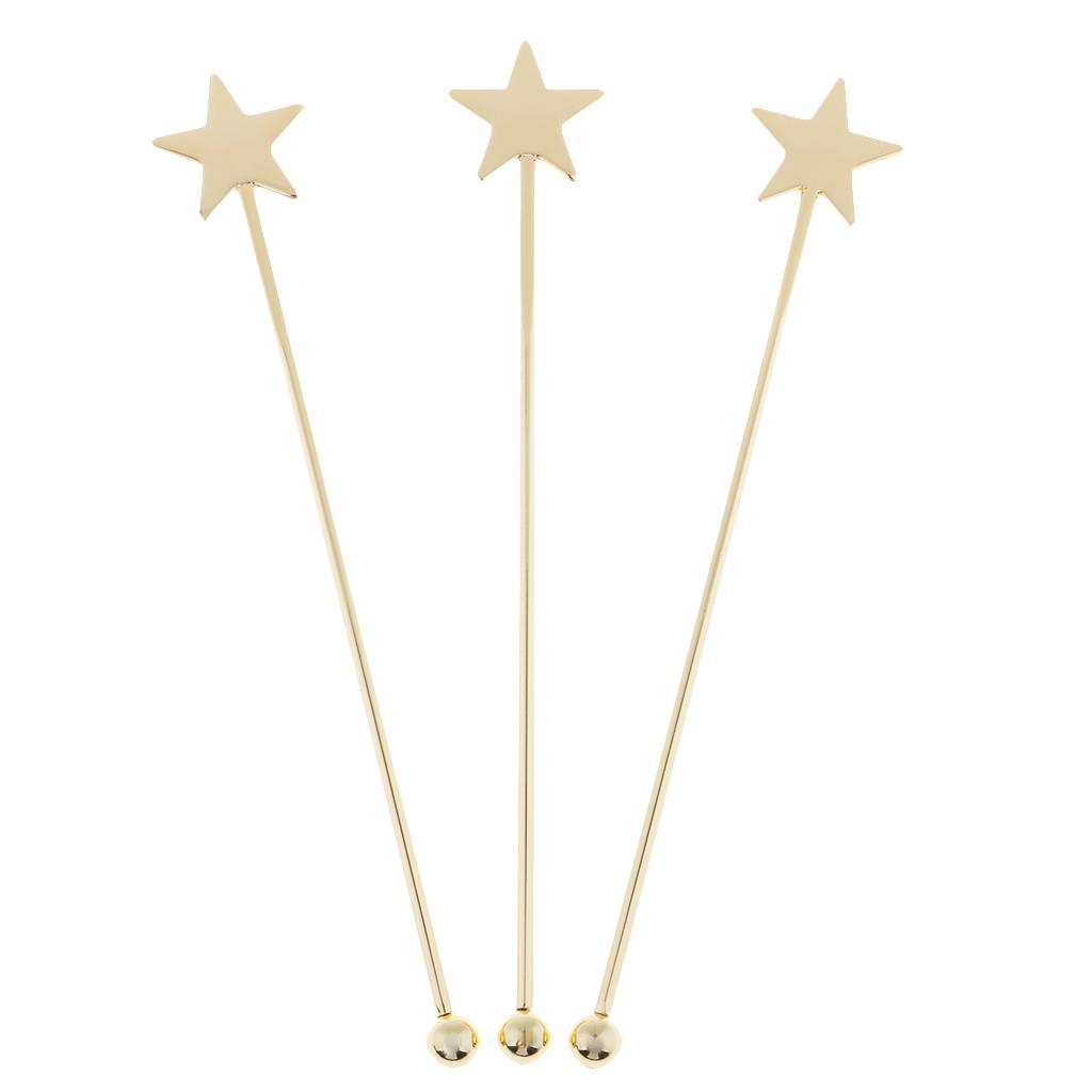 3 Pieces Stainless Steel Coffee Beverage Stirrers Cocktail Swizzle Stick B