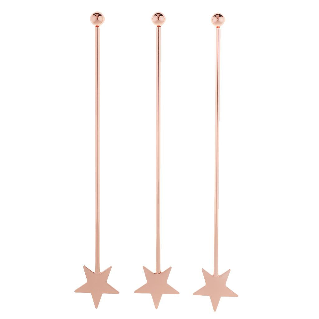 3 Pieces Stainless Steel Coffee Beverage Stirrers Cocktail Swizzle Stick C