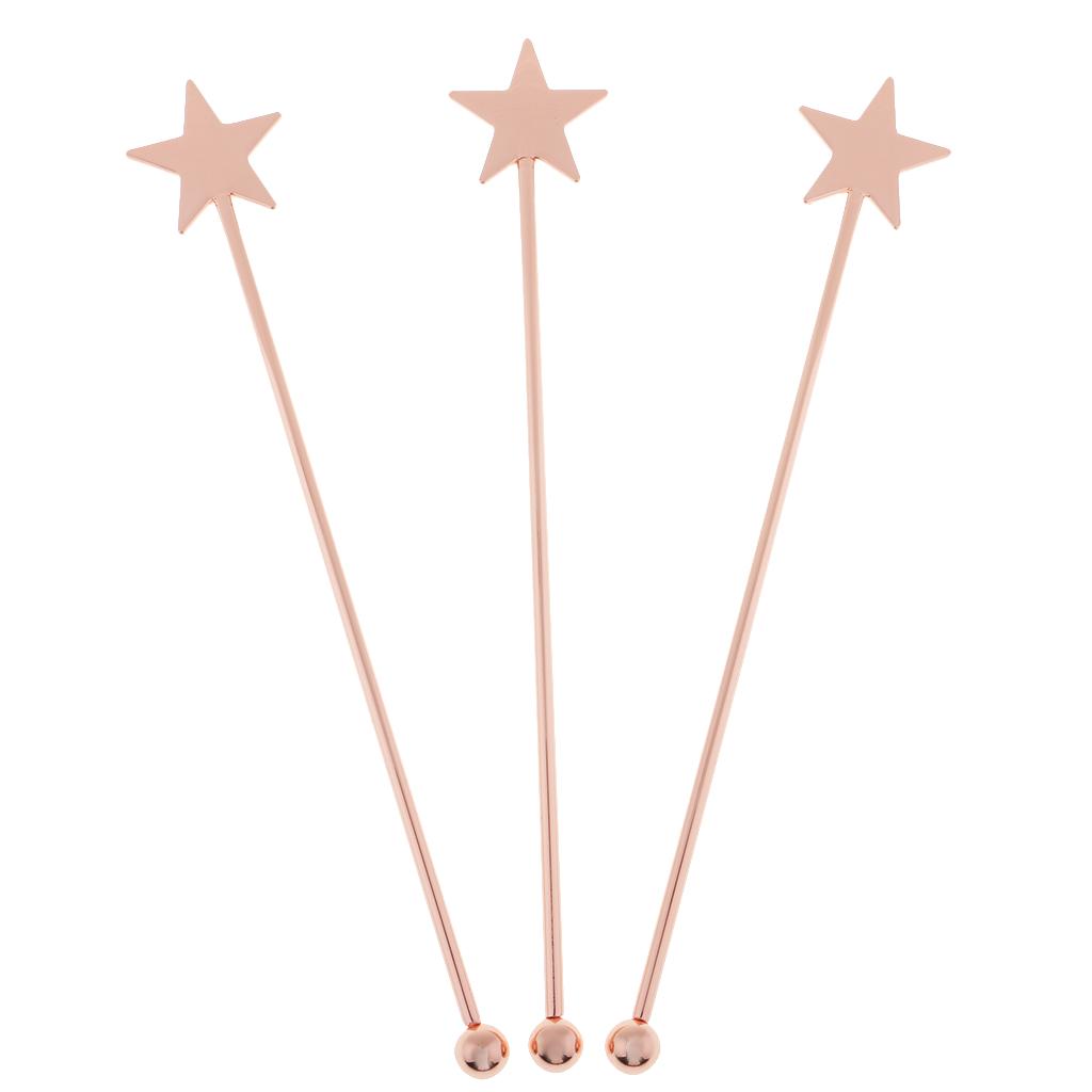 3 Pieces Stainless Steel Coffee Beverage Stirrers Cocktail Swizzle Stick C