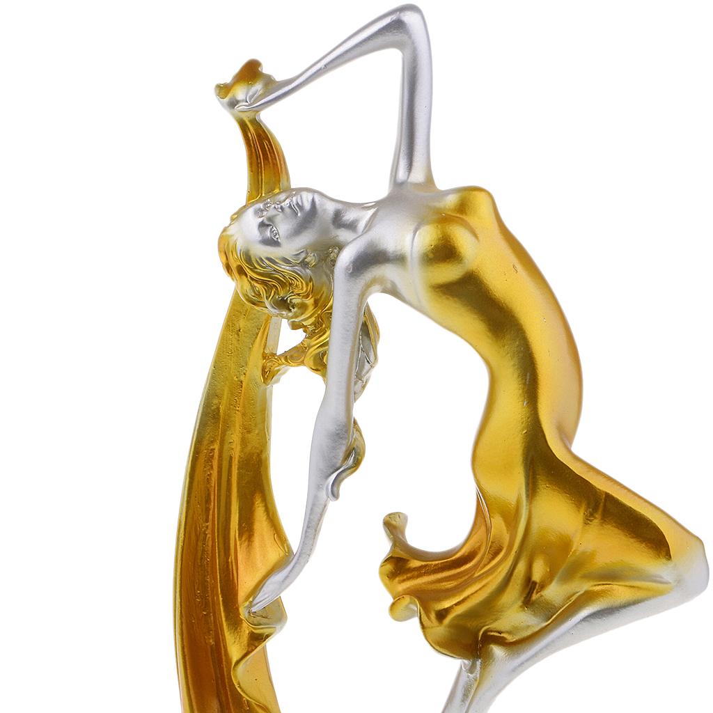European Style Dancing Girl Figurine Home Ornaments Resin Art Crafts Golden