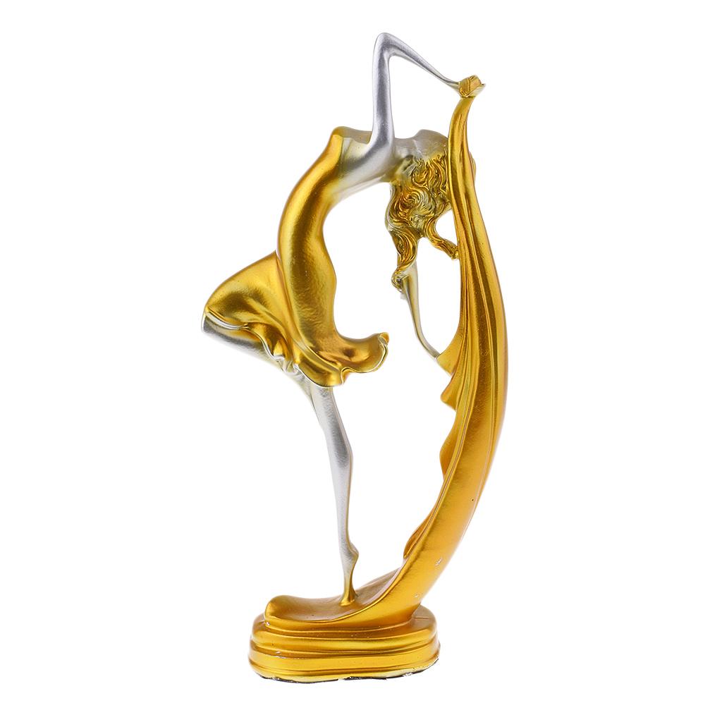European Style Dancing Girl Figurine Home Ornaments Resin Art Crafts Golden