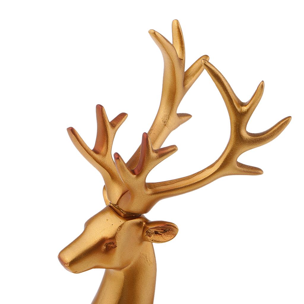Creative Home Decoration Resin Couples Elk Deer Miniatures Figurine Model Gold