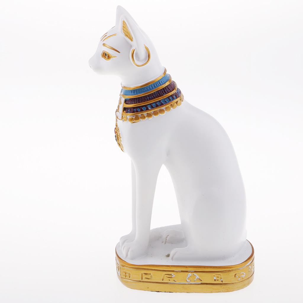 Resin Egyptian Cat Goddess Bast Bastet Statue Art Craft Home Decoration White