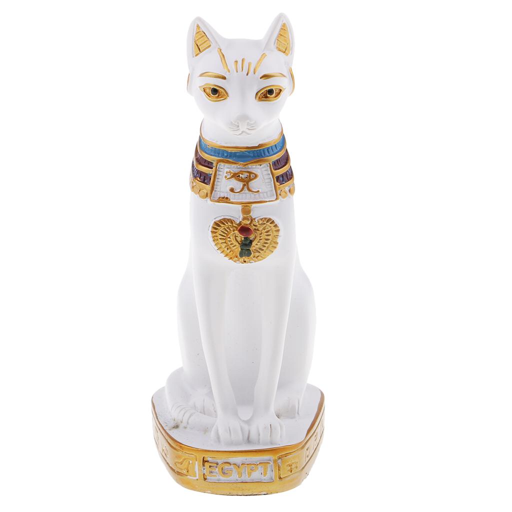 Resin Egyptian Cat Goddess Bast Bastet Statue Art Craft Home Decoration White