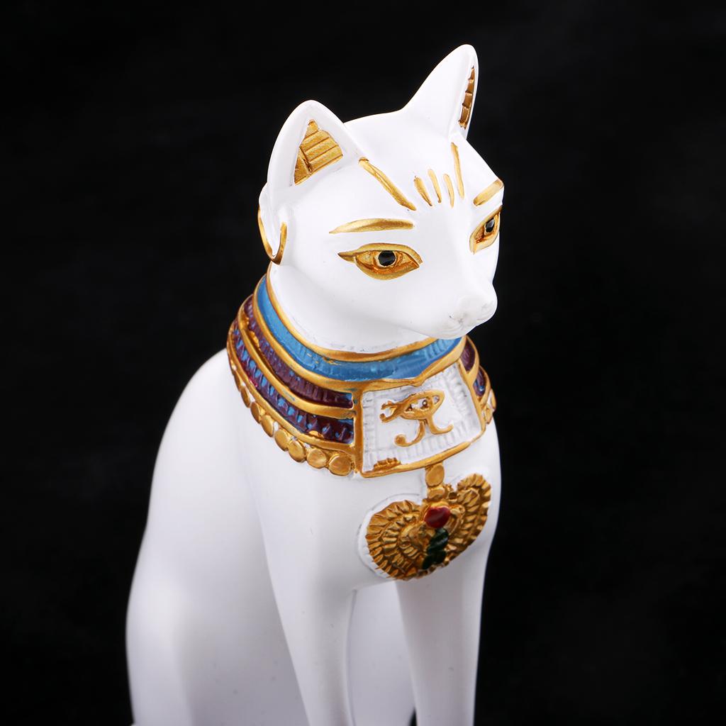 Resin Egyptian Cat Goddess Bast Bastet Statue Art Craft Home Decoration White