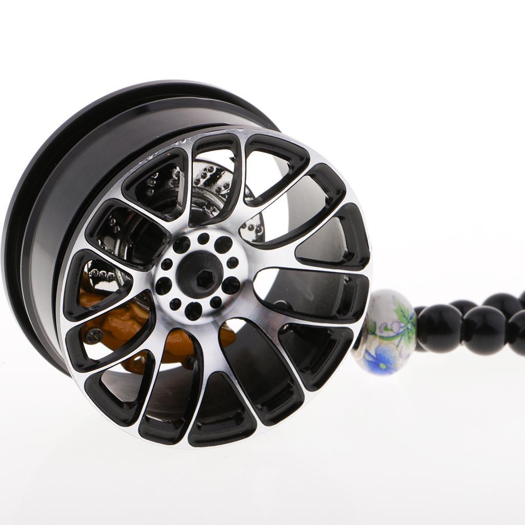 Car Ornament Pendant Metal Wheel Hub Auto Interior Hanging Decoration Black