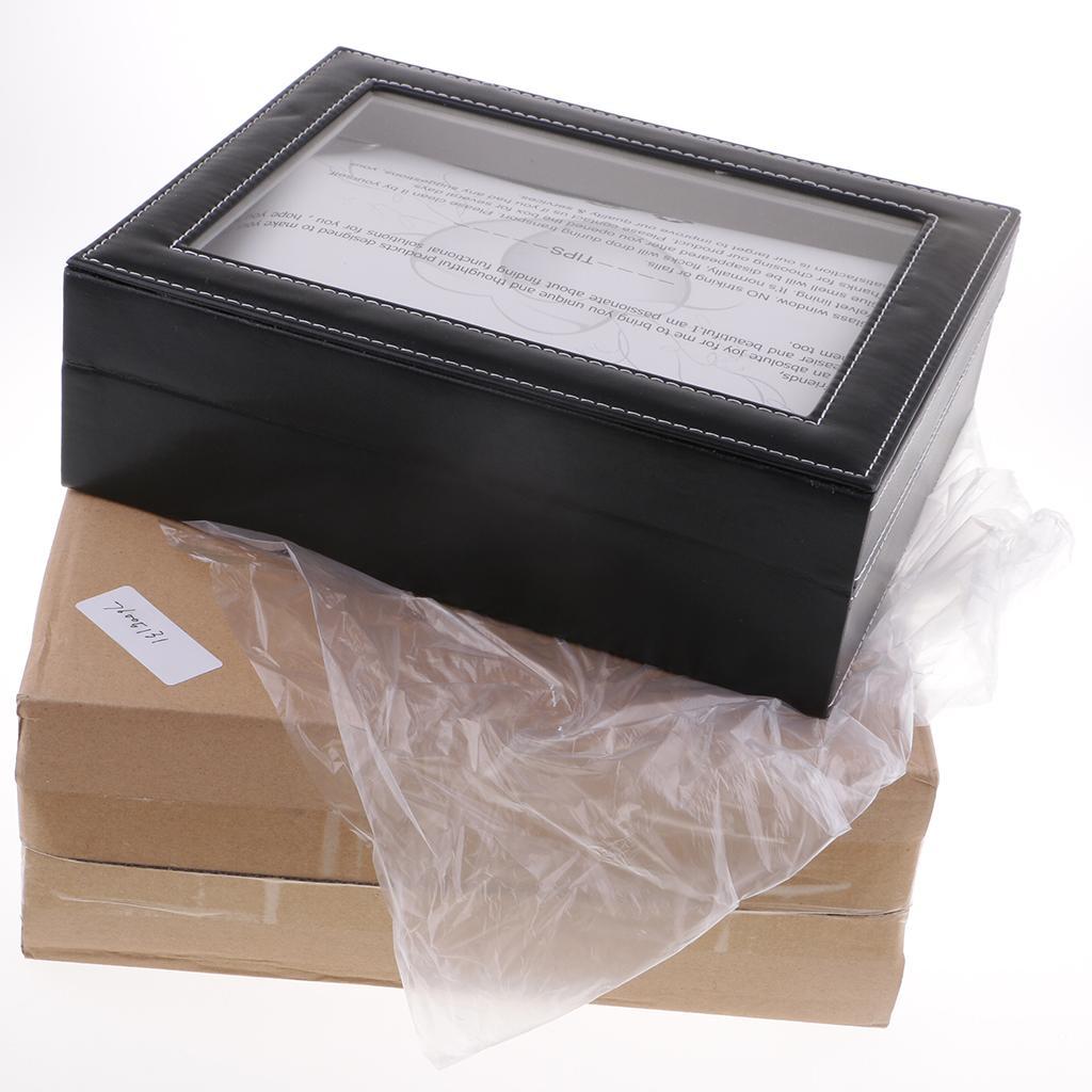 10 Grids PU Leather Watch Display Case Box Storage Organizer for Mens Gift