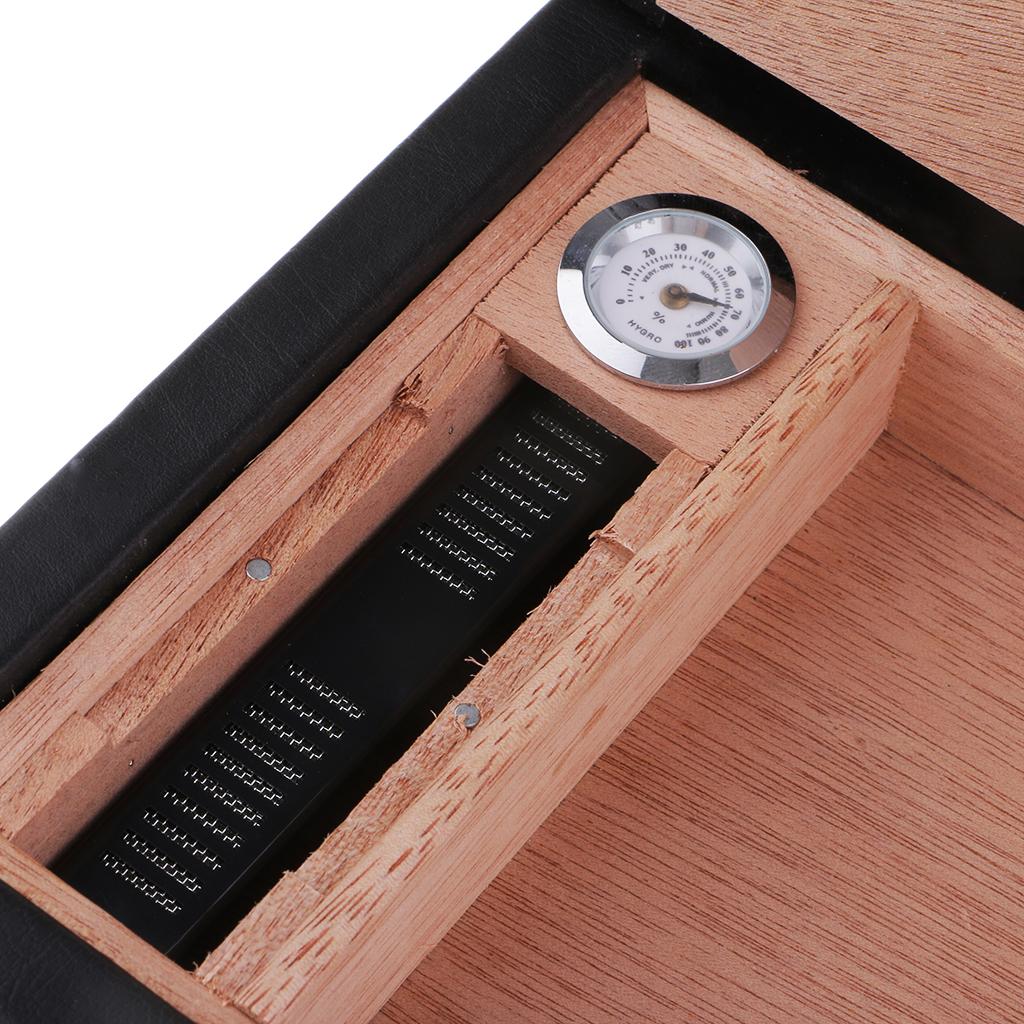 Desktop Cigar Humidor Case Storage Box with Cigar Hygrometer Cutter Knife