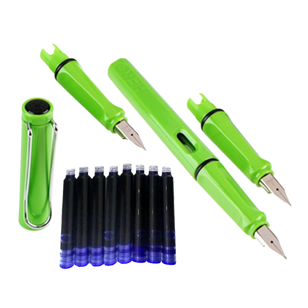 Fountain Pen 0.5mm 0.38mm Nib with Ink Refill Office School Stationery Green