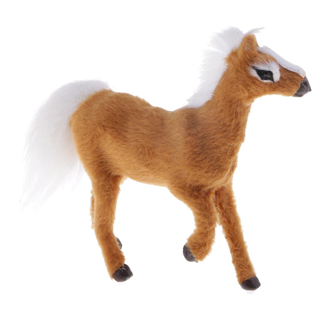 Simulation Horse Animal Model Crafts Dolls Plush Toy Kids Toy Light Brown