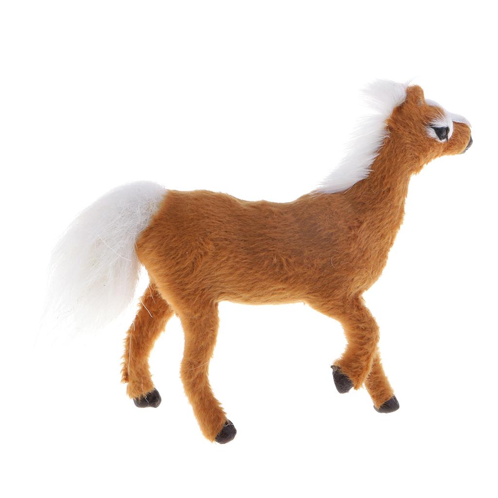 Simulation Horse Animal Model Crafts Dolls Plush Toy Kids Toy Light Brown