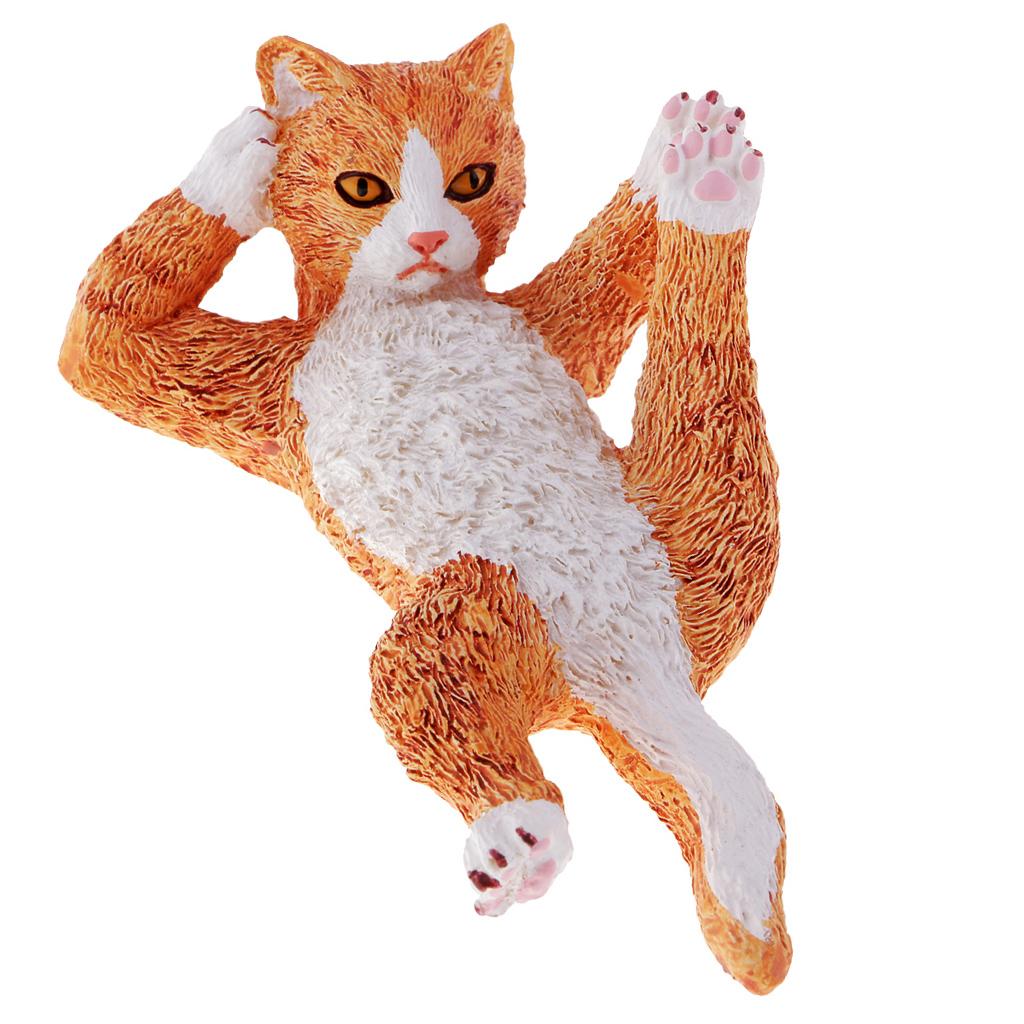 Resin Animal Ornaments Home Decorations Yoga Pose Sculptures Yellow Cat