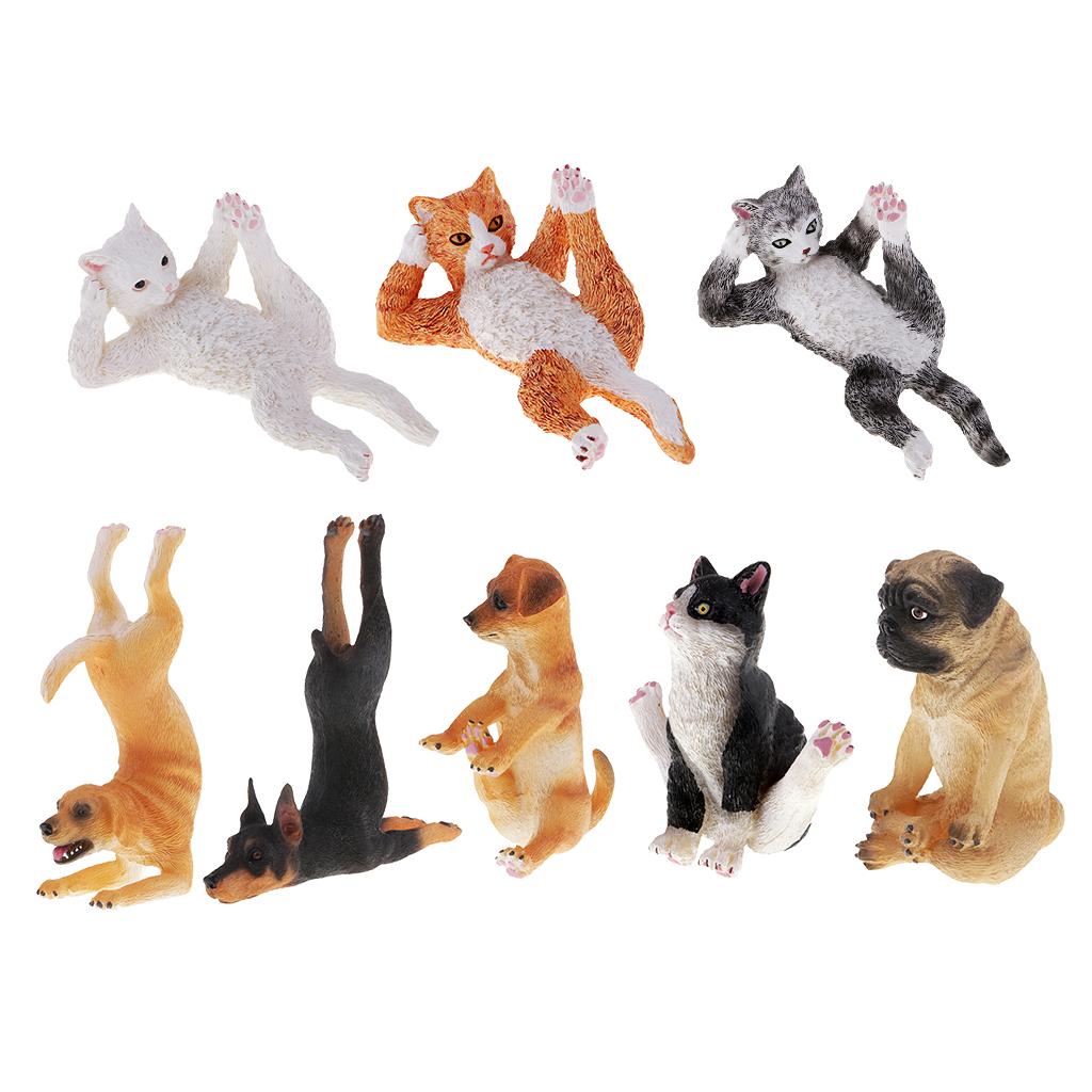 Resin Animal Ornaments Home Decorations Yoga Pose Sculptures Yellow Cat