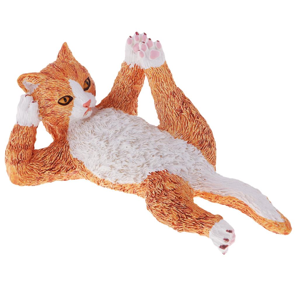 Resin Animal Ornaments Home Decorations Yoga Pose Sculptures Yellow Cat