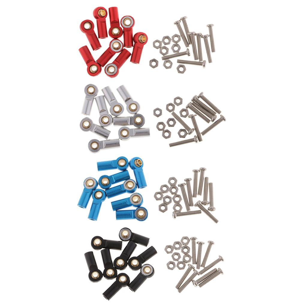 Aluminum Link Rod End Joint Steering Linkage Ball Head, Pack of 8 Black