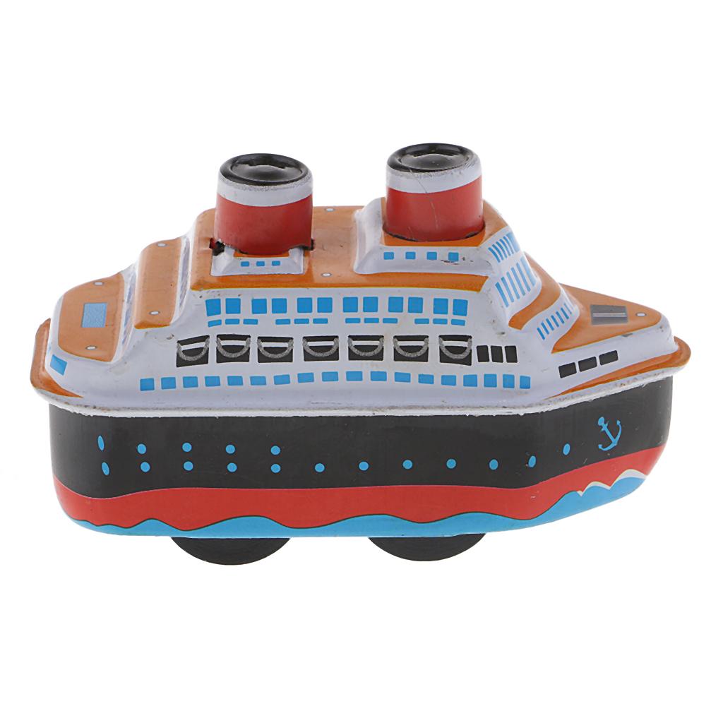 Funny Retro Wind-up Tin Toys Cruise ship Mini Vessel Tintoy for Kids Gift A