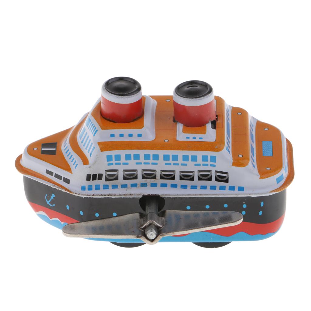 Funny Retro Wind-up Tin Toys Cruise ship Mini Vessel Tintoy for Kids Gift A