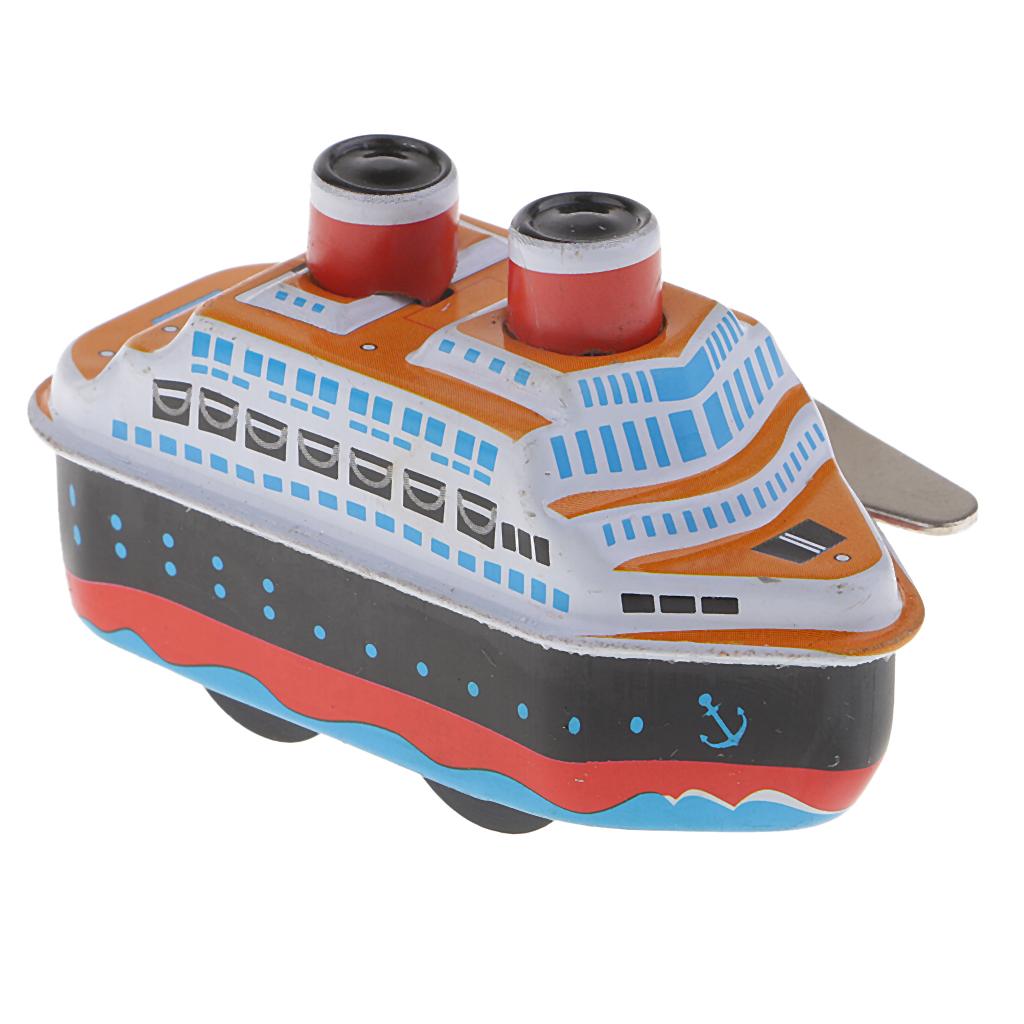 Funny Retro Wind-up Tin Toys Cruise ship Mini Vessel Tintoy for Kids Gift A