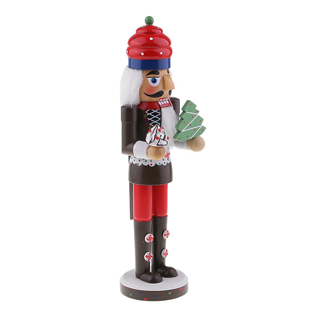 36cm Wooden Nutcracker Solider Figure Model Puppet Doll Home Office Decor A