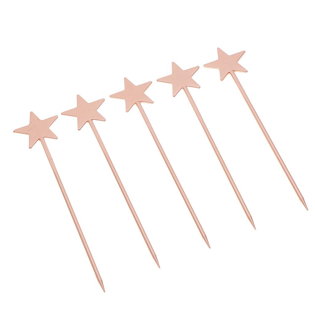 5PCS Stainless Steel Cocktail Picks Martini Fruit Stick for Party Copper