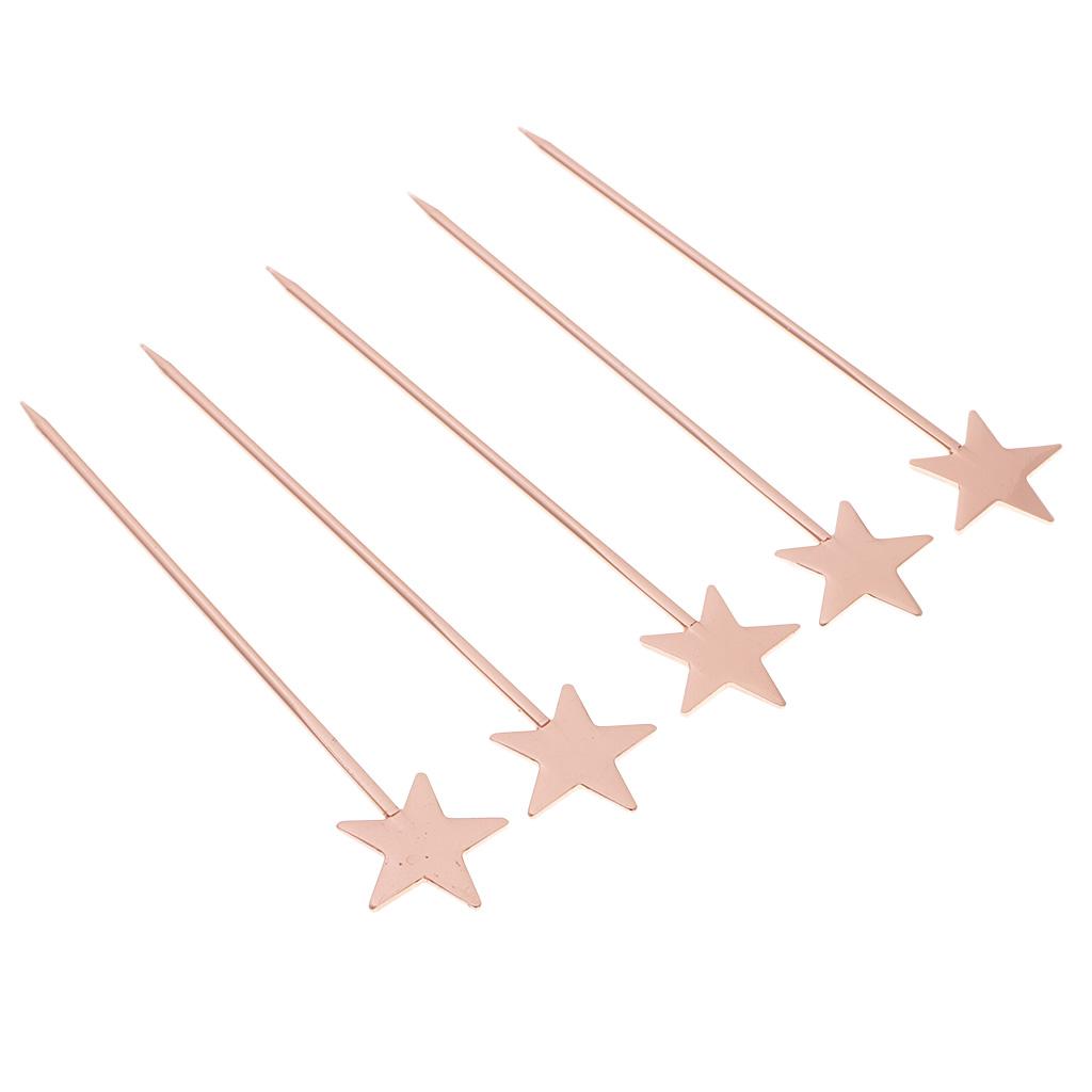 5PCS Stainless Steel Cocktail Picks Martini Fruit Stick for Party Copper