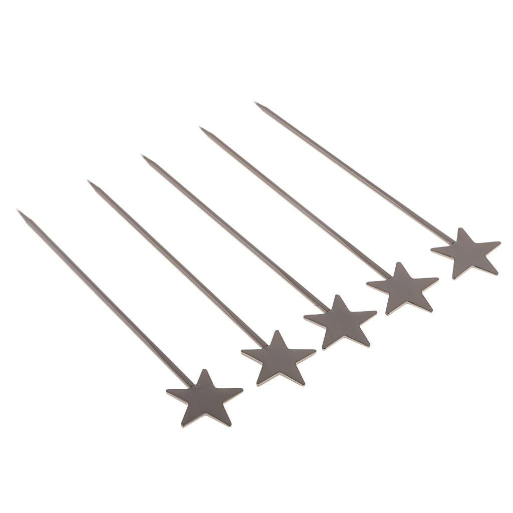 5PCS Stainless Steel Cocktail Picks Martini Fruit Stick for Party Black