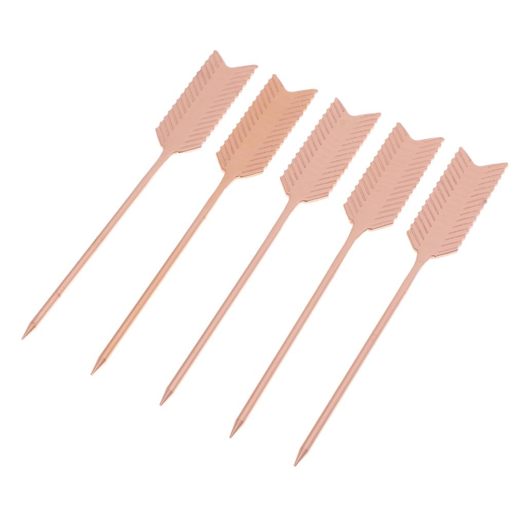 5Pieces Stainless Steel Cocktail Picks Martini Fruit Stick for Party Copper