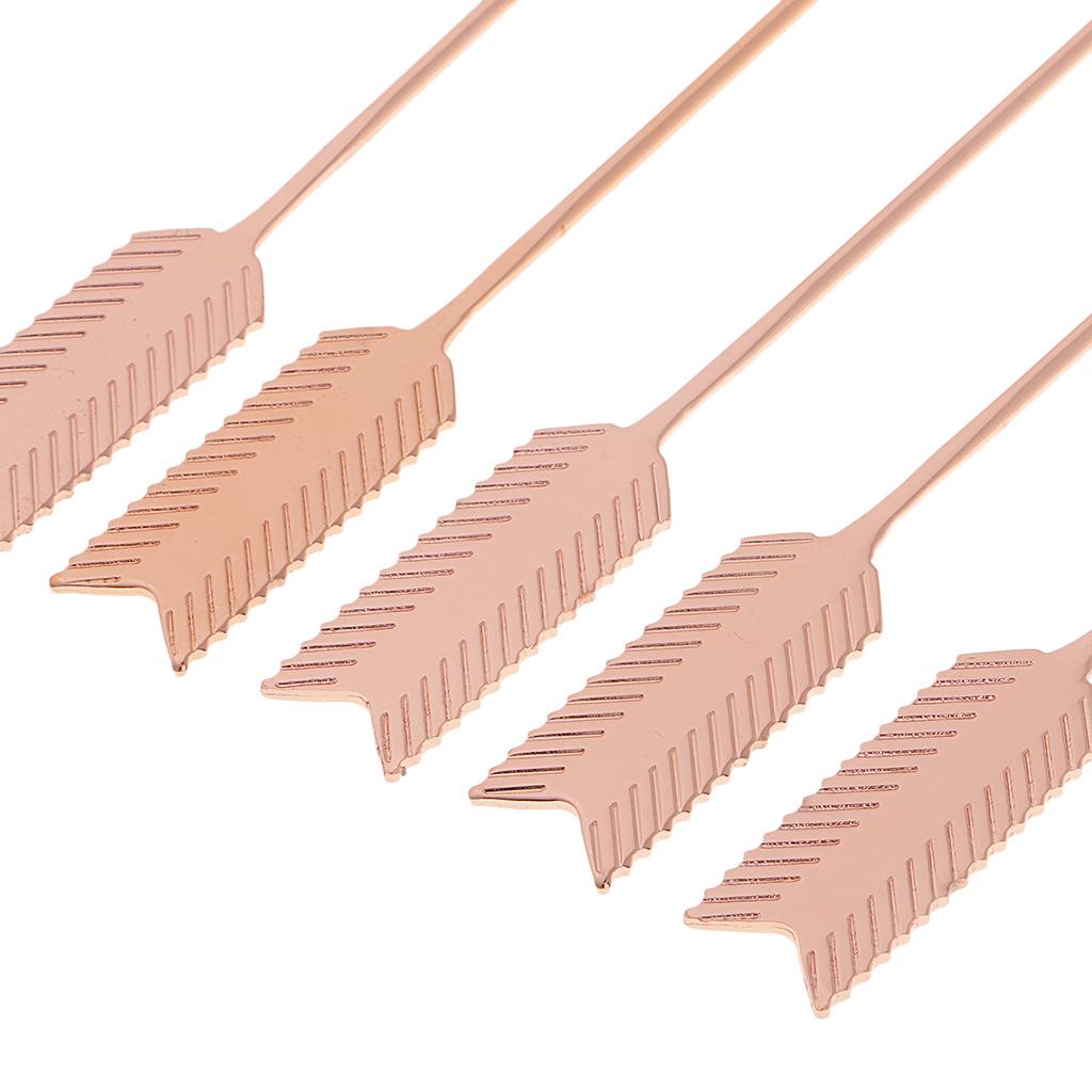 5Pieces Stainless Steel Cocktail Picks Martini Fruit Stick for Party Copper