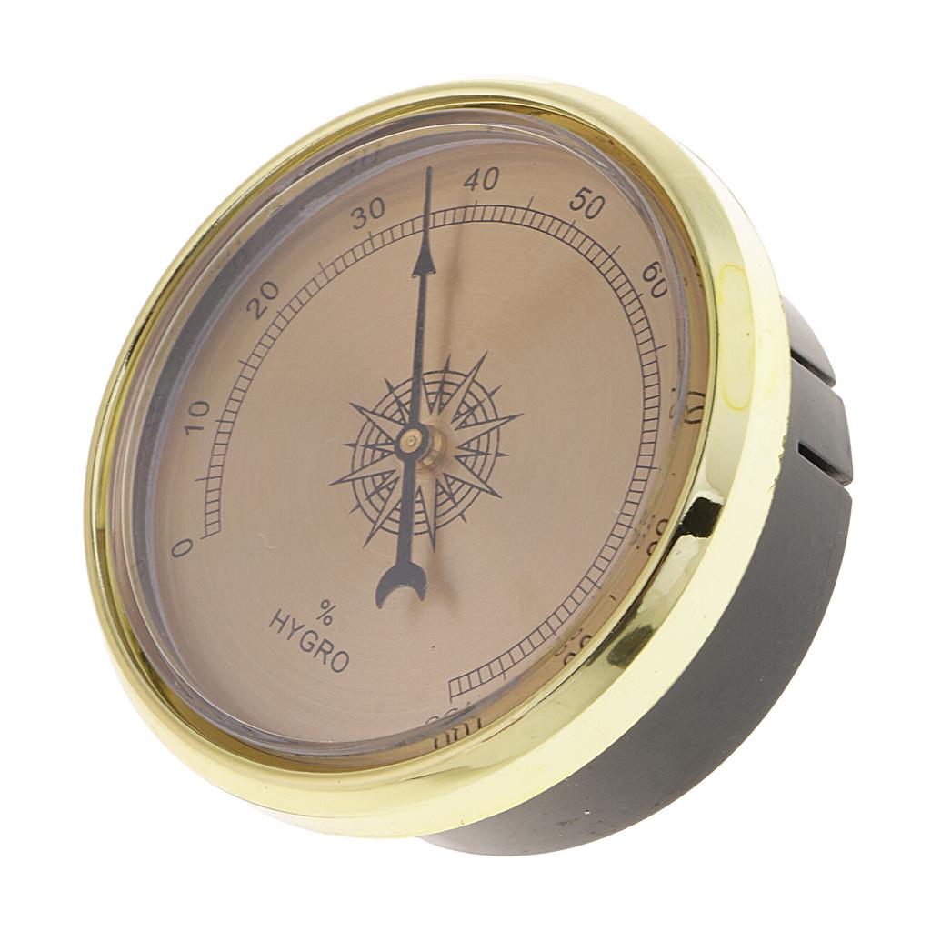 High Accuracy Round Golden Frame Hygrometer for Cigar Box Case Humidor Test