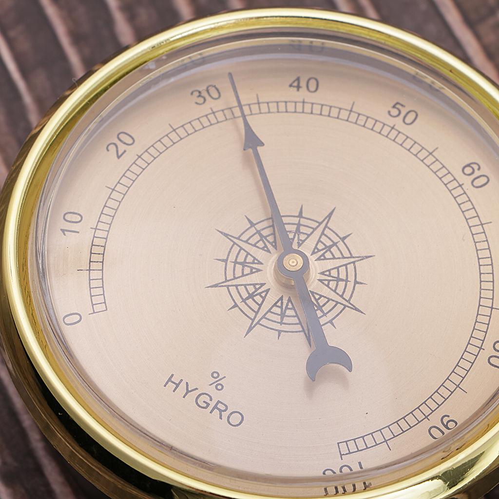 High Accuracy Round Golden Frame Hygrometer for Cigar Box Case Humidor Test