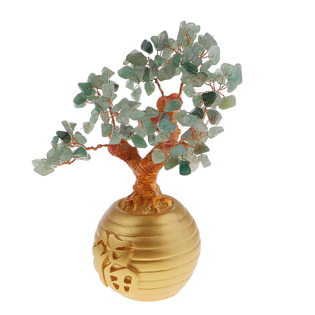 Wealth Lucky Money Tree Feng Shui Crystal Plastic Tree Home Decor Green