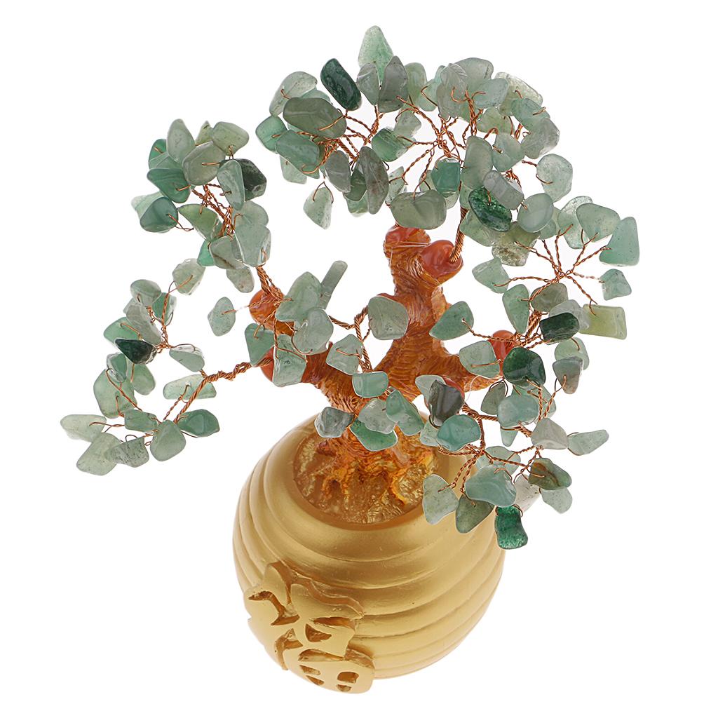Wealth Lucky Money Tree Feng Shui Crystal Plastic Tree Home Decor Green