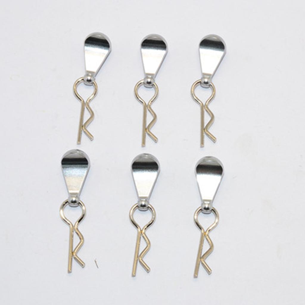 6x Metal Body Clip R-Shape Pins with Pull Tabs for 1/8 and 1/10 Scale RC Car