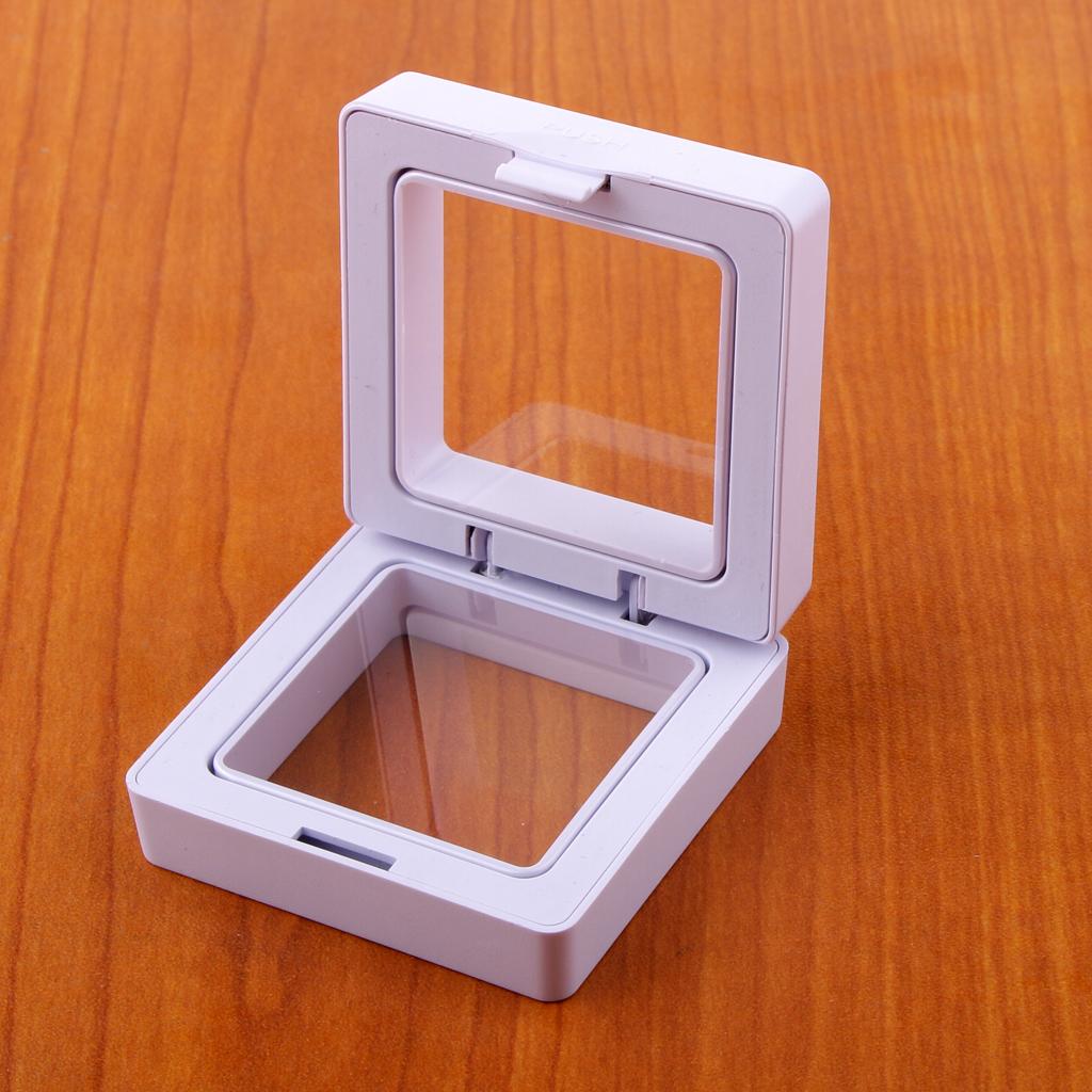 10pcs 3D Floating Coins Frame Rack Jewelry Display Stand Case Holder White