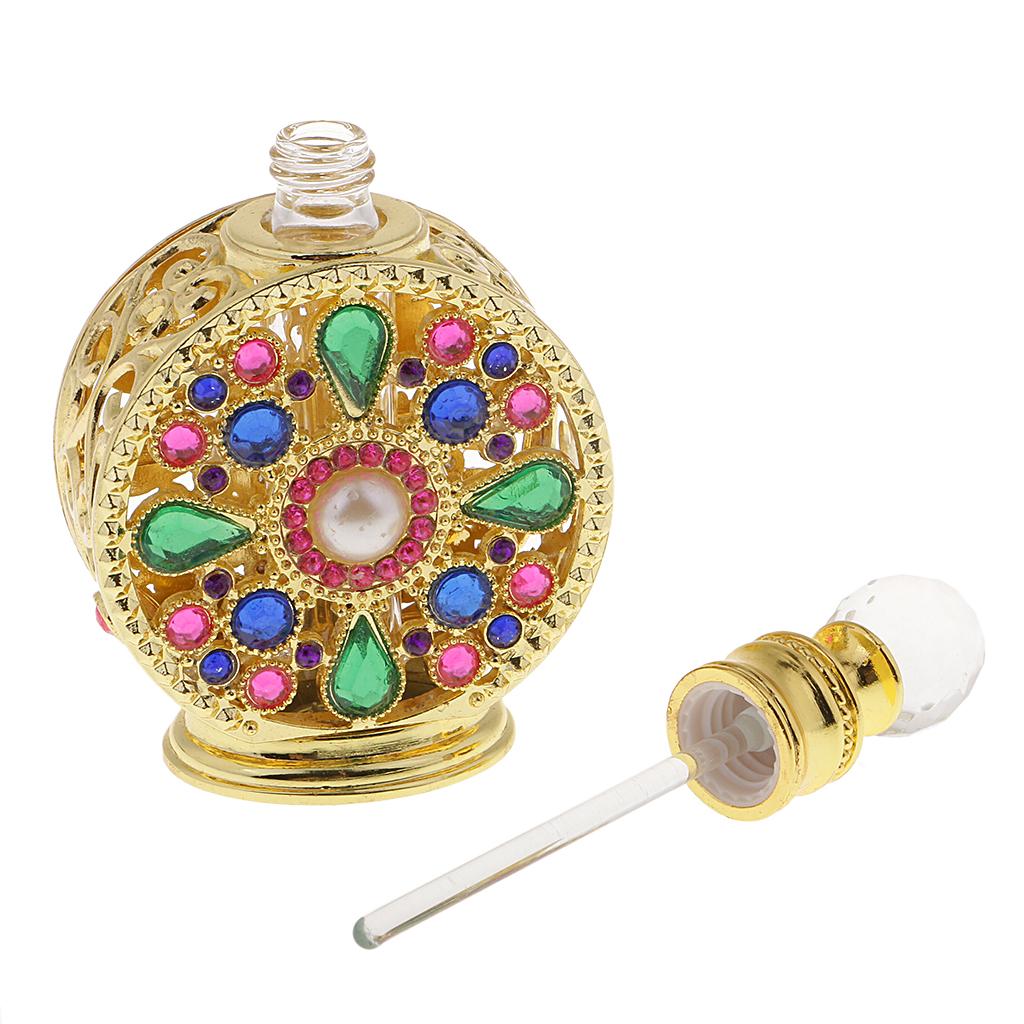 10ml Vintage Glass Empty Perfume Spray Bottle Atomizer Refillable Gold