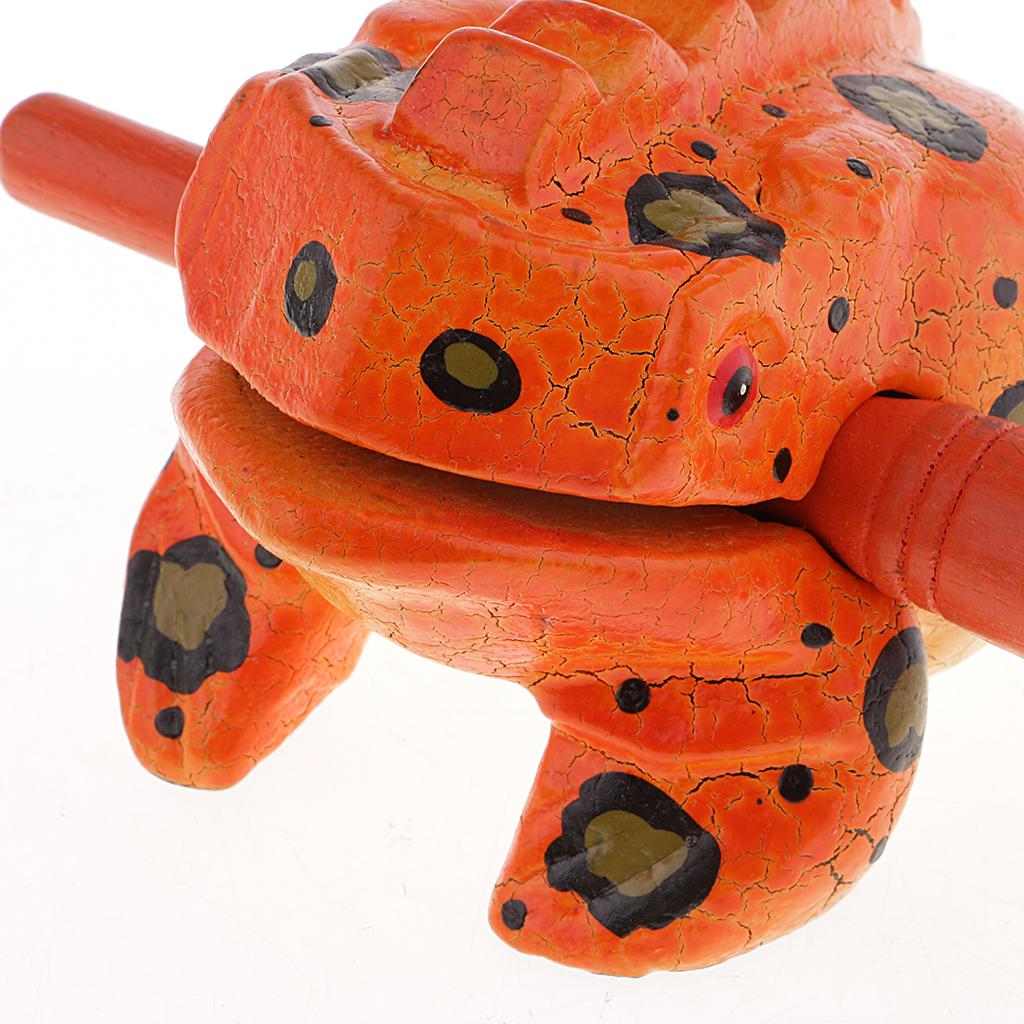 Wooden Frog Musical Instrument Thailand Traditional Craft Lucky Frog Orange