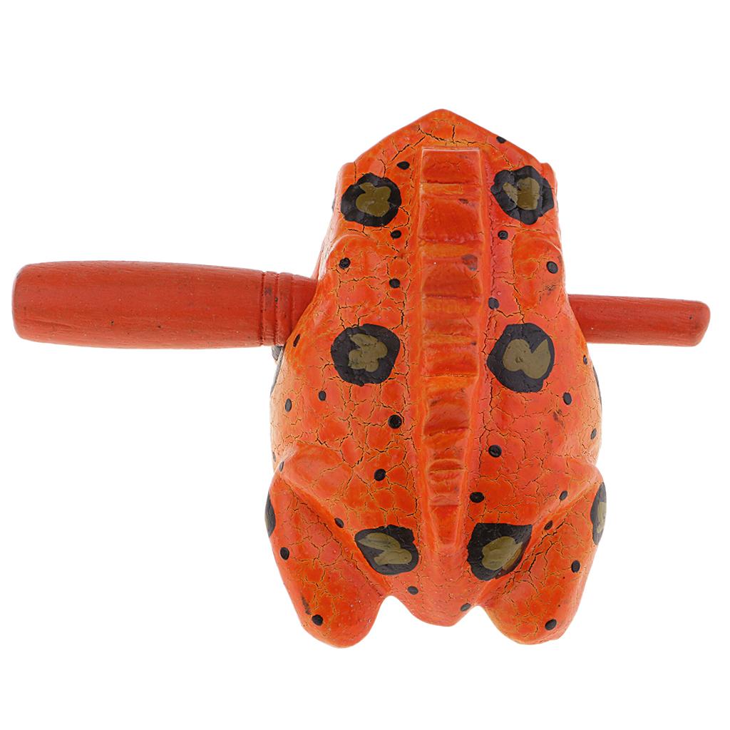 Wooden Frog Musical Instrument Thailand Traditional Craft Lucky Frog Orange