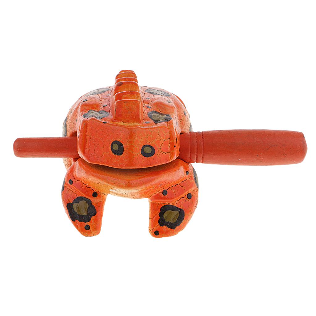 Wooden Frog Musical Instrument Thailand Traditional Craft Lucky Frog Orange