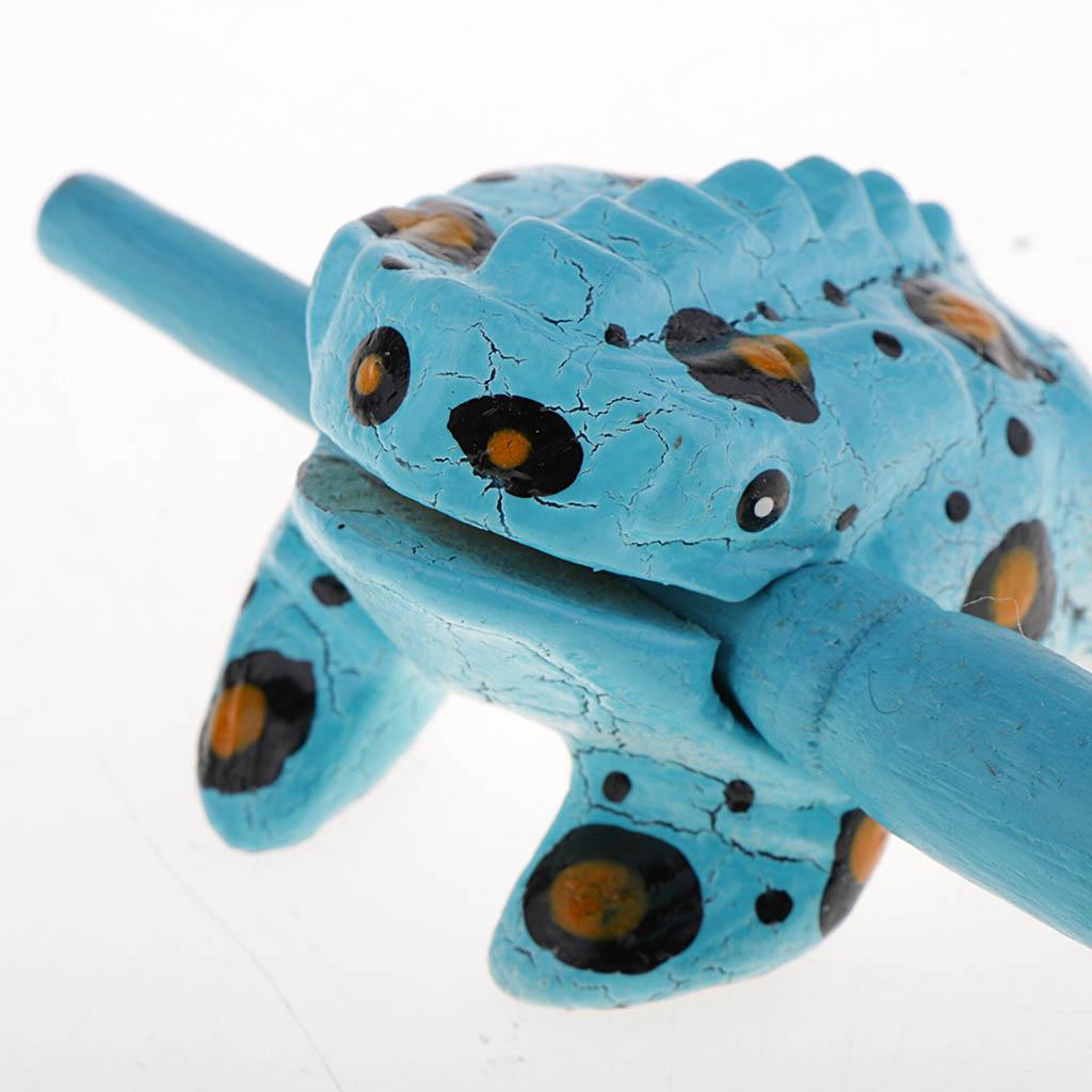 Traditional Craft Wooden Luck Frog Art Figurines Home Ornaments Blue