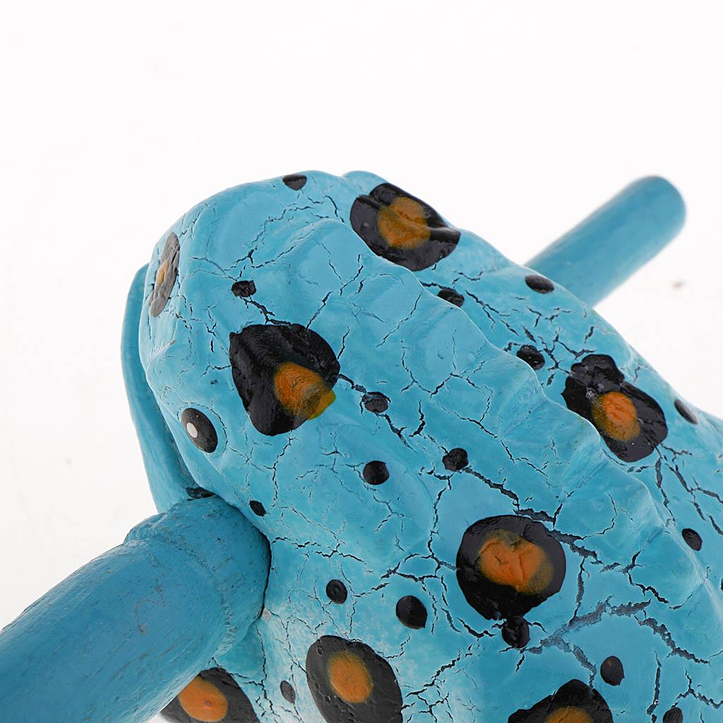 Traditional Craft Wooden Luck Frog Art Figurines Home Ornaments Blue