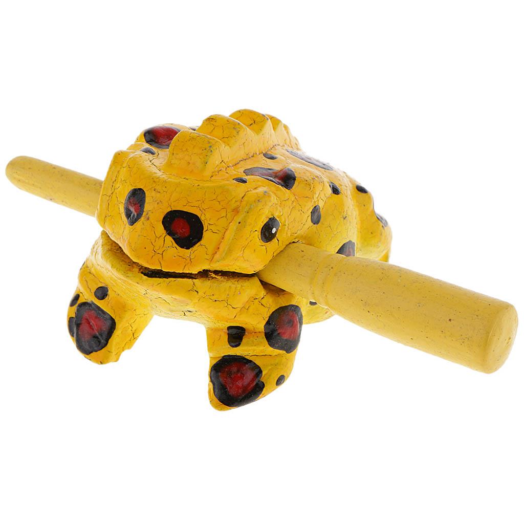 Traditional Craft Wooden Luck Frog Art Figurines Home Ornaments Yellow