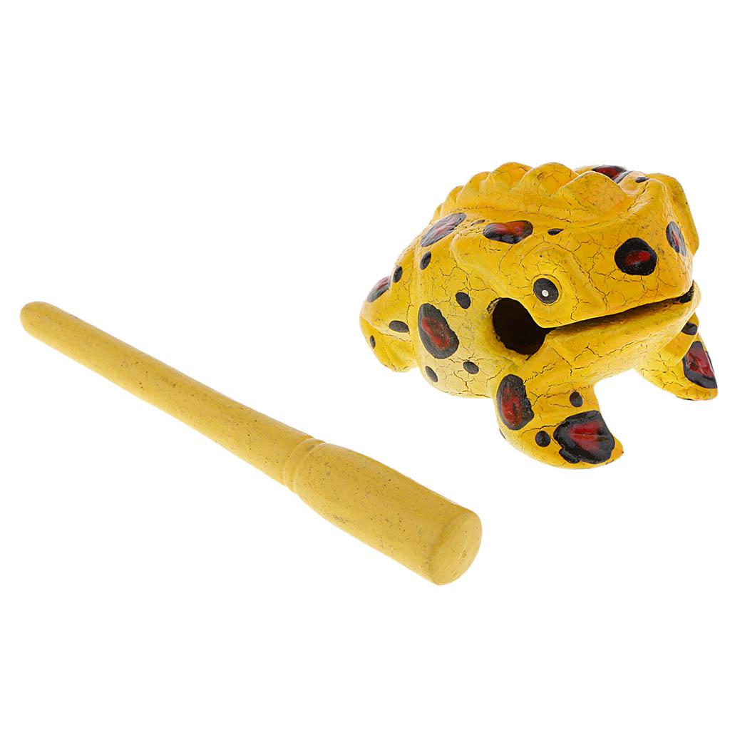 Traditional Craft Wooden Luck Frog Art Figurines Home Ornaments Yellow