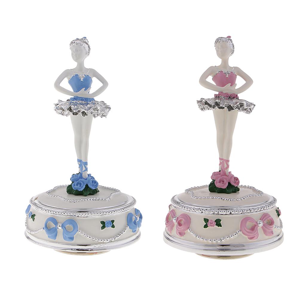 Ballerina Rotate Music Box Collectible for Girl Birthay Wedding Gift Pink