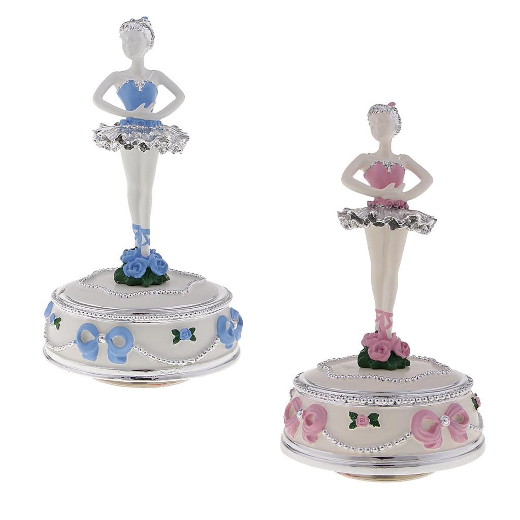 Ballerina Rotate Music Box Collectible for Girl Birthay Wedding Gift Pink