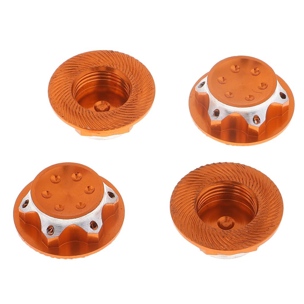 4Pcs Aluminum Wheel Hub Cover 17mm Hex Nut for RC 1/8 Model Car Parts Orange