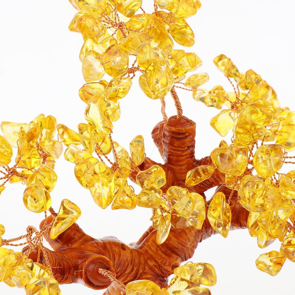 Mini Crystal Money Tree Bonsai Style Feng Shui Tree Home Decor Yellow